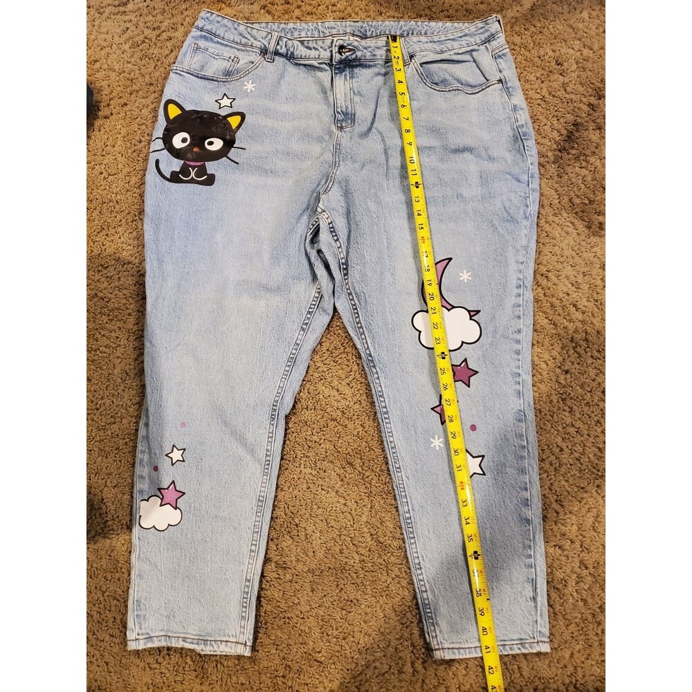 Sanrio Chococat Celestial High Rise Jeans 24 Kawaii Light Wash Straight Skinny